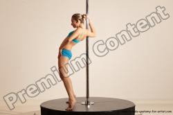 Underwear Gymnastic poses Woman White Moving poses Slim long blond Dynamic poses Academic